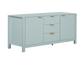 U_STYLE Sideboard with Wave Design - 3 Adjustable Shelves, 3 Drawers & Soft-Close Doors, Storage N711P269066C