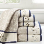 ZUN Embroidered Cotton Jacquard 6 Piece Towel Set B03598776