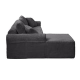 Full-Compression Chaise Lounge Set Modular Corduroy Sectional with Arched Armrests, Non-Slip Base, W2606P323728