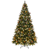 7.5 FT Pre-lit Artificial Snow Tipped Christmas Tree, Hinged Xmas Pine Tree with 1368 Branch Tips, 84208916