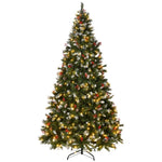 ZUN 7.5 FT Pre-lit Artificial Snow Tipped Christmas Tree, Hinged Xmas Pine Tree with 1368 Branch Tips, 84208916