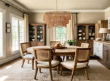 Handwoven Paper Rattan Boho Chandelier with 7-Light E26 Base, 60cm Adjustable Height Wave Pendant W1367P461037