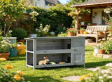 54" 2-Story Large Rabbit Hutch, Bunny Cage, Wooden Pet House, Small Animal Habitat, Gray with 46441239