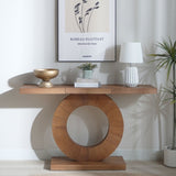 53.2in Modern Minimalist Wooden Console Table Circular Base Wooden Console Table Elegant W2729P270750