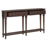 TREXM Retro Console Table with 4 Drawers and Open Shelf, perfect for Entryways, Living Rooms, and N715P202860P