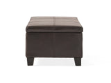 Upholstered PU Leather Storage Ottoman, Solid Wooden Legs N757P414088O