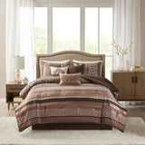 7 Piece Comforter Set Red King B03597165