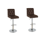 ZUN Adjustable Bar stool Gas lift Chair Espresso Faux Leather Tufted Chrome Base Modern Set of 2 Chairs HS00F1646-ID-AHD