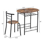 ZUN Fire Wood PVC Black Paint Breakfast Table for Couples with Curved Back 37100463