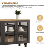 ON-TREND Farmhouse TV Stand with Tempered Glass Doors for TVs Up to 70", Versatile Sideboard with N721P206052B