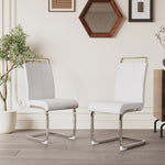 ZUN Modern Dining Chairs,PU Faux Leather High Back Upholstered Side Chair with C-shaped Tube plating W2189P248185