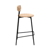 Hand Woven Bar Stools with Back Set of 2 Paper Rope Round Barstools with Footrest for Kitchen Island W1757P271587