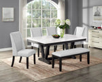 ZUN 1pc Transitional Modern Formal Dining Table White Genuine Marble Rectangular Table Top Trestle Base B011P196941