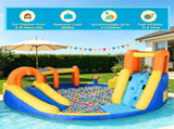 6-in-1 Inflatable Water Slide Bounce House Kids Jumping Castle with Slide, Basket, Pool, Climbing 40378251