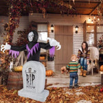 ZUN 8ft Garden 3pcs LED String Lights Grim Reaper and Grave Inflatable Halloween Decoration 52188395