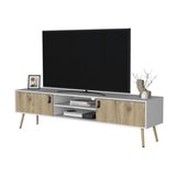 Kimball TV Rack, Spacious Storage with 2 Hinged Drawers and Open Shelves B128P176178