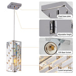 ZUN Modern Crystal Pendant Light - 3 Pack, Adjustable Hanging Ceiling Lamp with Crystal Prism Design for W1340P208477