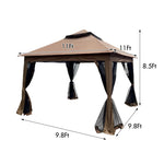 ZUN Outdoor 11x 11Ft Pop Up Gazebo Canopy With Removable Zipper Netting,2-Tier Soft Top Event W419104362