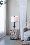 D15x26.7" Black Aluminum Table Lamp with Two Varying Disc Accents and White Shade W2078P326342