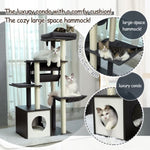 ZUN Modern Cat Tree 6 Levels Wooden Cat Tower with Sisal Scratching Posts, Roomy Condo, Spacious Perch, 83723792