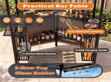 6' x 5.5' Outdoor BBQ Grill Shelter Gazebo, Waterproof Fabric Canopy with 2-Tier Roof, 6 Hanging 41713667