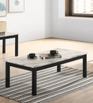 ZUN Majestic Beautiful White Faux Marble Top 1x Coffee Table and 2x End Tables 3pc Coffee Table Set B011P237498