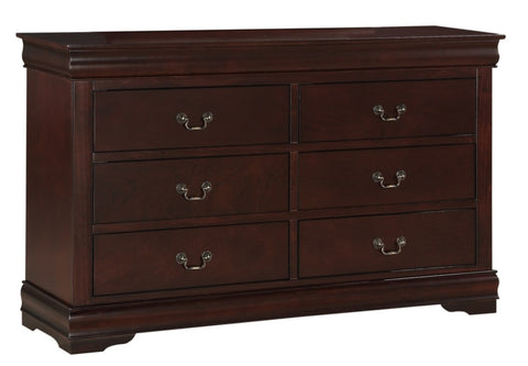 ZUN 1pc Cherry Finish Six Drawers Louis Philip Dresser Solid Wood Contemporary Sleek Ample Storage B011P170033