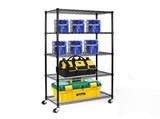5-Tier NSF-Certified Steel Wire Shelving with Wheels Black 47544310