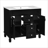 36'' Bathroom Vanity with Top Sink, Modern Bathroom Storage Cabinet with 2 Soft Closing Doors and 2 N710P230231B