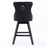 Swivel Velvet Barstools with Button Tufted Decoration and Wooden Legs, and Chrome Nailhead Trim, W1143P241332