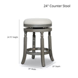 24" Counter Stool, Weathered Gray Finish, Charcoal Fabric Seat B04660746