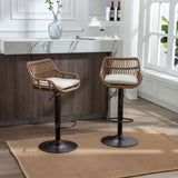 COOLMORE Modern Swivel Bar Stools Set of 2 Adjustable Counter Height Chairs with Footrest for W39594819