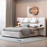 Queen Size Upholstered Platform Bed, Two Outlets and USB Charging Ports on Both Sides, Two Bedside WF324746AAA