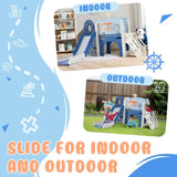 ZUN 9-1 Toddler Slide Set,Kids Slide for Toddlers Ages 1+, Basketball Hoop, Tunnel and Storage Space, N710P173047C