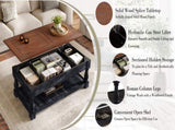 Retro Lift-Top Coffee Table with Storage for Living Room, Hidden Compartment Lower Shelf, Espresso W1445P362857