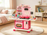 33-Piece Kids Play Kitchen, Lights, Sounds & Water Sink, Ages 3-6, Pink 11000031