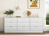 White 9 Drawer Dresser, 63" Large Deep Chest of, Wooden Dresser Storage Cabinet with 9 W409P307539