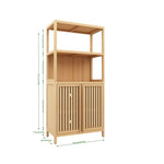 ZUN Bamboo Storage Cabinet, Freestanding Bathroom Cabinet with 2 Doors, Floor Cabinet Organizer for 84381705