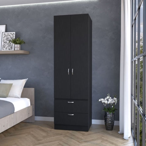 ZUN Tall Mayer Wardrobe in Melamine with Two Doors and Two Drawers B128P203059