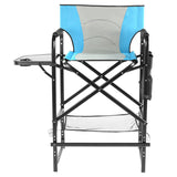 31" Tall Directors Chair with Footrest, 4Portable Bar Height Folding Camping Chair with Built-in Cup 61533762