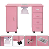 MDF Single Door 4 Drawers With Fan Pink Nail Table 67295863
