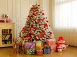 6 FT Pre-lit Snow Flocked Christmas Tree, Artificial Hinged Xmas Pine Tree with 800 Branch Tips, 300 26717243