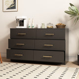 ZUN Black color Large 6 drawers chest of drawer dressers table with golden handle W1320110987