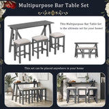 ZUN Multipurpose Home Kitchen Dining Bar Table Set with 3 Upholstered Stools 03694588