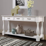 63inch Long Wood Console Table with 3 Drawers and 1 Bottom Shelf for Entryway Hallway Easy Assembly W1202114029