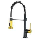 Commercial Black and Nickel Gold Faucet with Pull Out Sprayer, Single Handle Single Lever W1932P180032