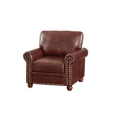 Living Room Sofa Single Seat Chair with Wood Leg Burgundy Faux Leather W1097125452