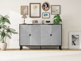 ZUN Carved 4 Door Sideboard Sideboard Buffet Cabinet with Storage Black and White Striped Sideboard , W2232P189266