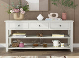 Console Table with Wood Frame and Legs, Sofa Table Entryway Table with 3 Drawers and 2 Open Shelves 19496319