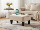 Small Ottoman Foot Stool with Thick Cushion & Sturdy Angled Legs, Cream White 40784668